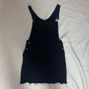 Black Denim Overall Mini Dress